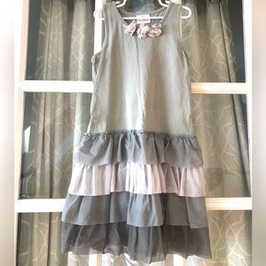 Hanna Andersson size 10-12 140 gray twirl sleeveless dress tulle skirt